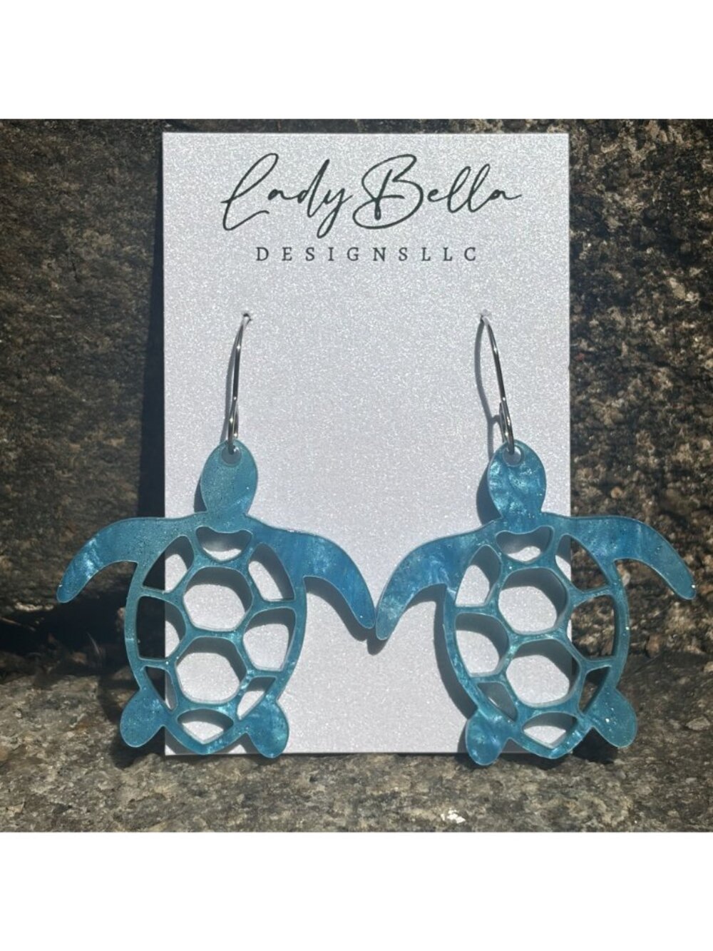 Turtle Blue Dangle Earrings Ocean Lady Bella Designs Sea Life Summer Gift NEW - Picture 4 of 12